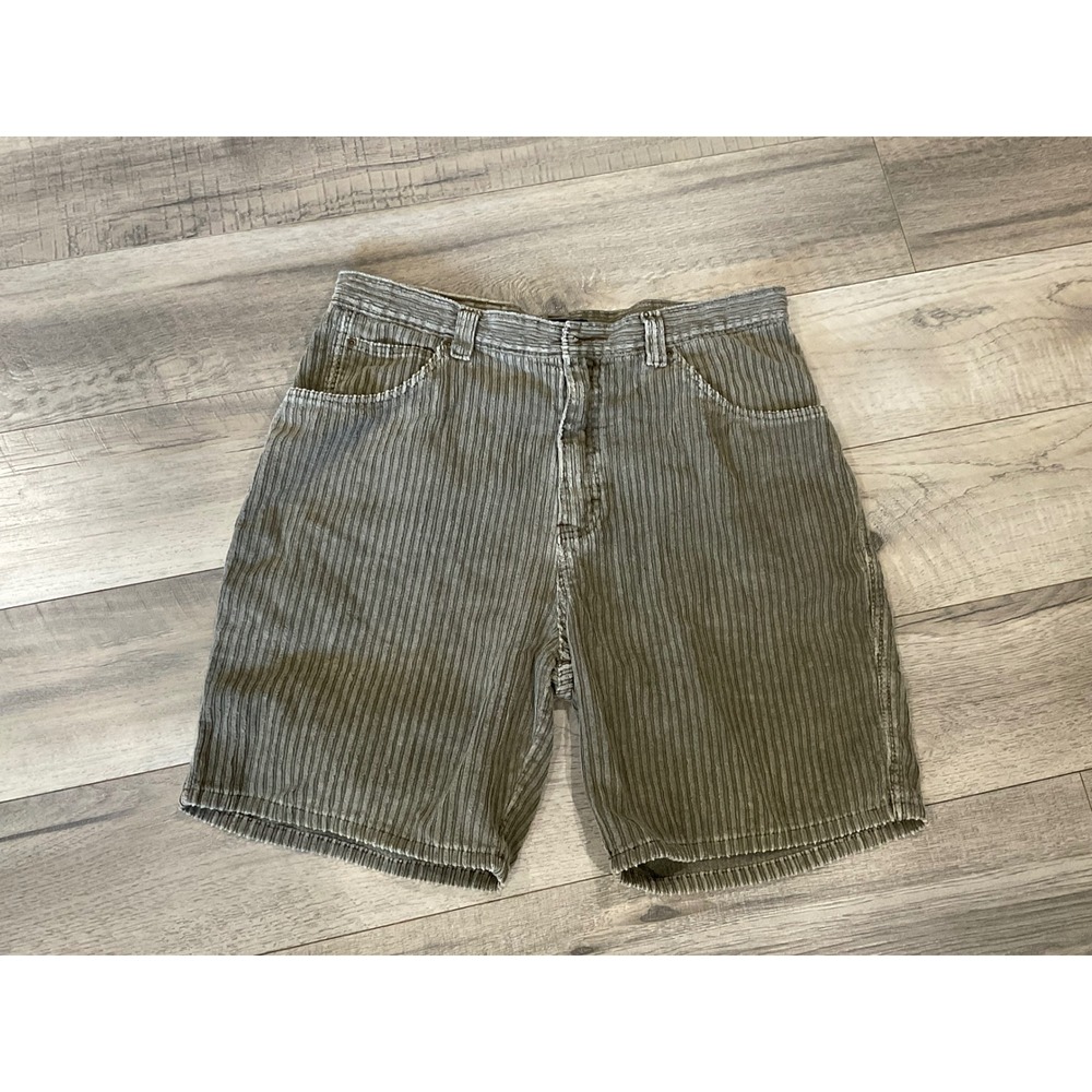 Utility Mens Corduroy Shorts Size 36 Olive Green Wide Wale Vintage Style Cotton